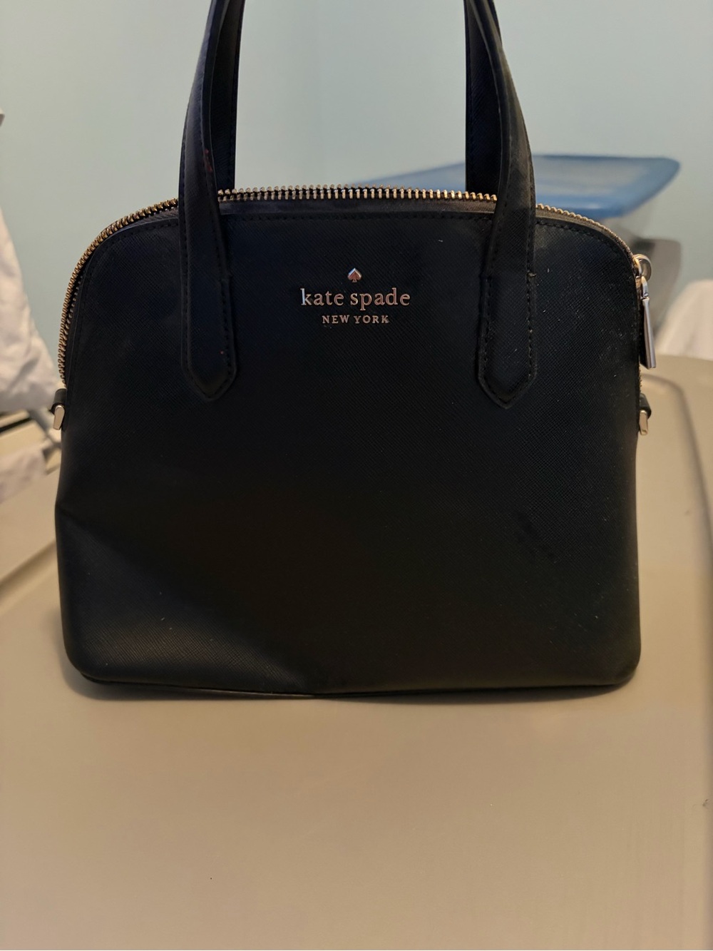 kate spade Black Saffiano Dome Satchel with Gold Hardware